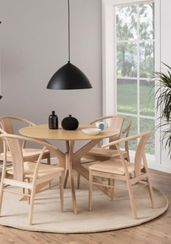 ACT NORDIC Janik matbordsstol, med armstöd - benvitt papper och vitpigmenterad ek