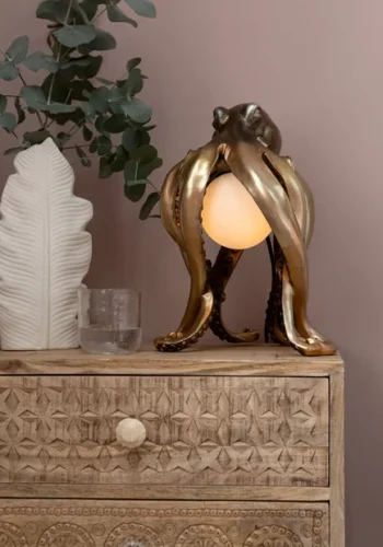 KARE DESIGN Animal Octopus bordlampe - hvid glas og guld polyresin