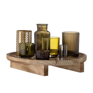 BLOOMINGVILLE Sangabricka med trthllare, naturligt, glas, set om 8