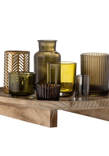 BLOOMINGVILLE Sanga Tablett mit Keramikständer, Natur, Glas, 8er-Set