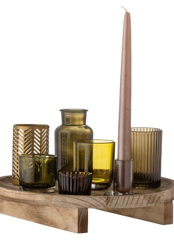 BLOOMINGVILLE Sanga Tablett mit Keramikständer, Natur, Glas, 8er-Set