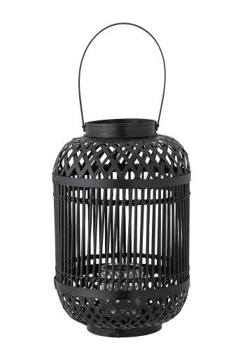 BLOOMINGVILLE Tilla Lantern m/Glass, Sort, Bambus