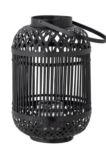 BLOOMINGVILLE Tilla Lantern m/Glass, Sort, Bambus