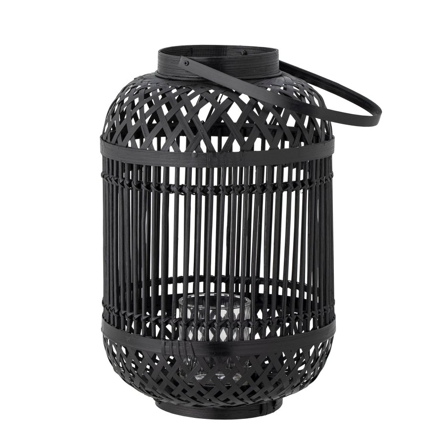BLOOMINGVILLE Tilla Lantern m/Glass, Sort, Bambus