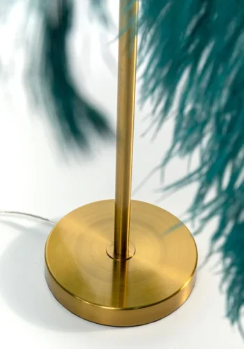 KARE DESIGN Feather Palm bordlampe - grn strudsefjer og messing stl