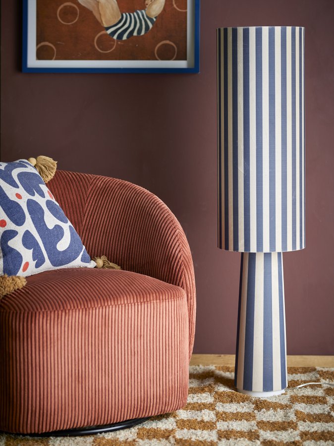 BLOOMINGVILLE Emmie Stehlampe, Blau, Polyester (D28xH120 cm)