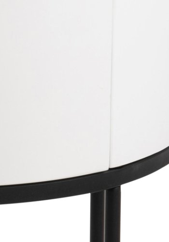 ACT NORDIC Polo nattbord, m. 1 skuff, rund - hvit MDF og sort stl (40)