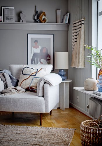 BLOOMINGVILLE Smira v�ggdekoration, vit, bomull W: 4cm, H: 80 cm, L: 61cm