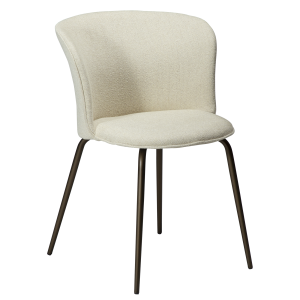 DAN-FORM EDEN spisebordsstol - Bone hvid boucl stof og antik messing metal