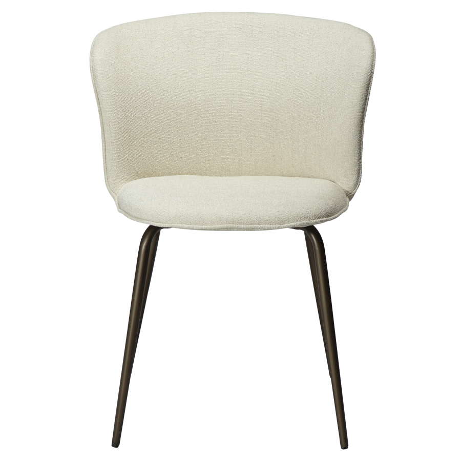 DAN-FORM EDEN spisebordsstol - Bone hvid boucl stof og antik messing metal