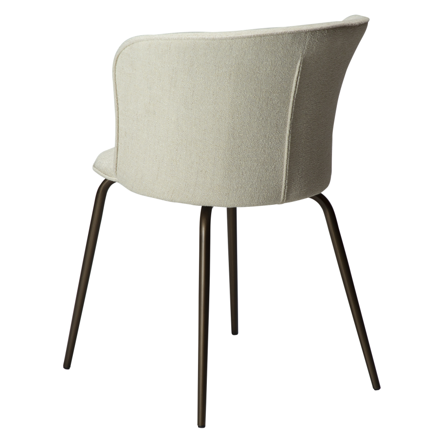 DAN-FORM EDEN spisebordsstol - Bone hvid boucl stof og antik messing metal