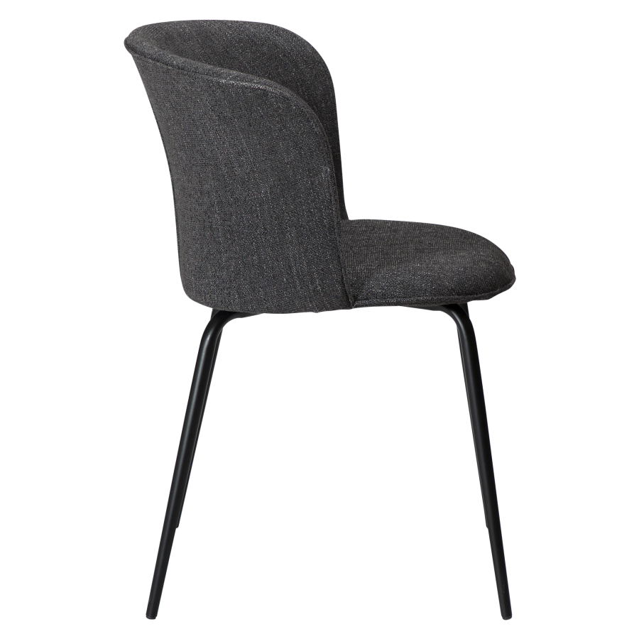 DAN-FORM EDEN spisebordsstol - Raven sort boucl stof og sort metal