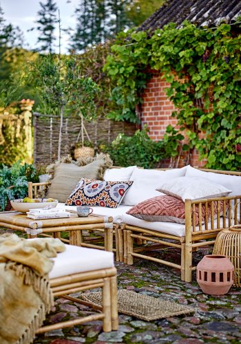 BLOOMINGVILLE Aprilia Kissen, Braun, Baumwolle B: 60cm, L: 60cm