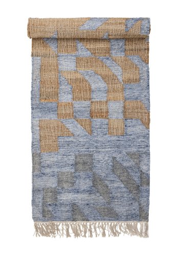 BLOOMINGVILLE Vikka Teppich, Blau, Jute B: 75 cm, L: 245cm