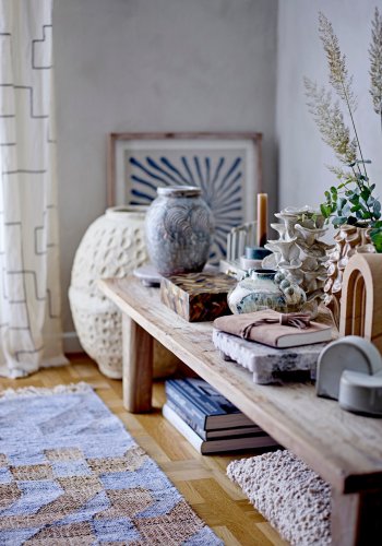 BLOOMINGVILLE Vikka Teppich, Blau, Jute B: 75 cm, L: 245cm