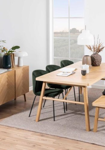 ACT NORDIC Galway benk, m. fiskebein, rektangulr - naturlig eikefiner og eik (200x36)