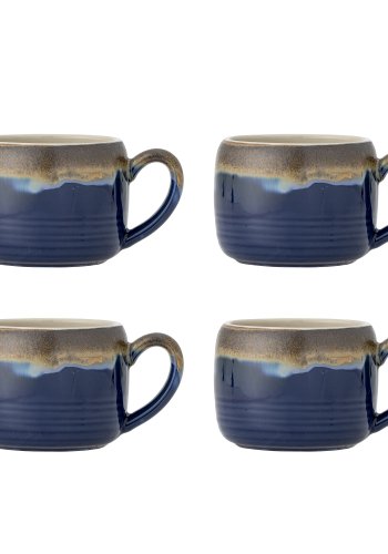BLOOMINGVILLE Sheen Tasse, Blau, Steingut (D10,5xH8 cm, 4er-Set)