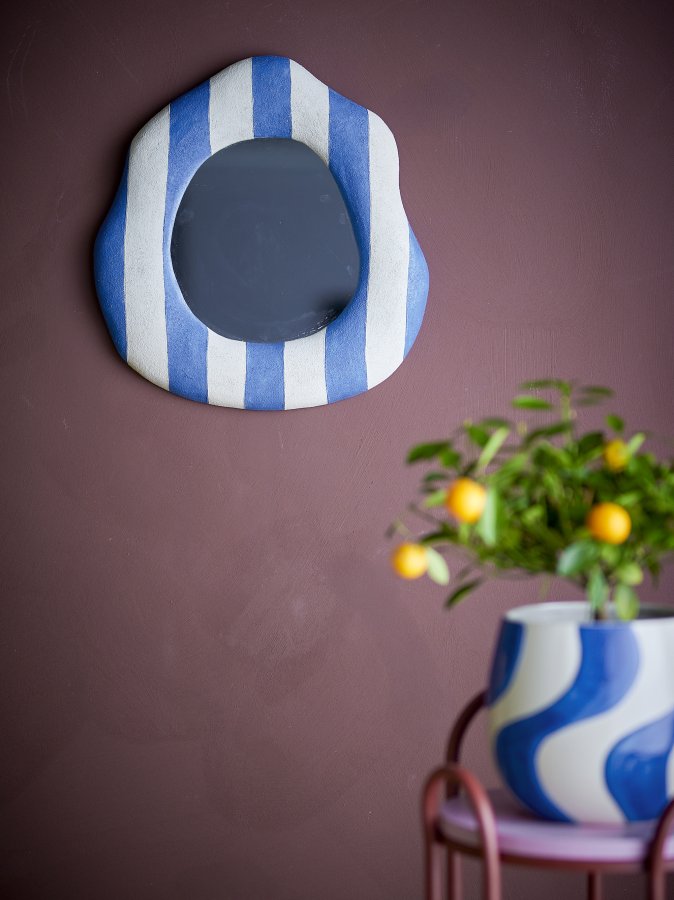 BLOOMINGVILLE Travis Wandspiegel, Blau, Polyresin (L39,5xH38,5xB3,5 cm)