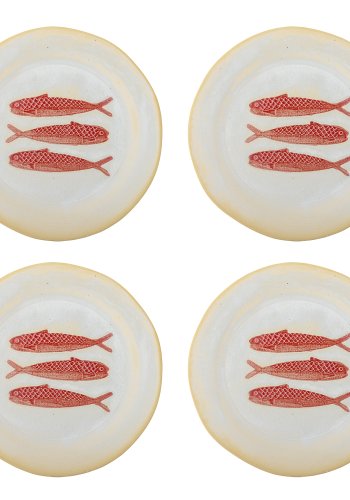 CREATIVE COLLECTION Hadden Teller, Rot, Steingut (D27,5xH2 cm, 4er-Set)