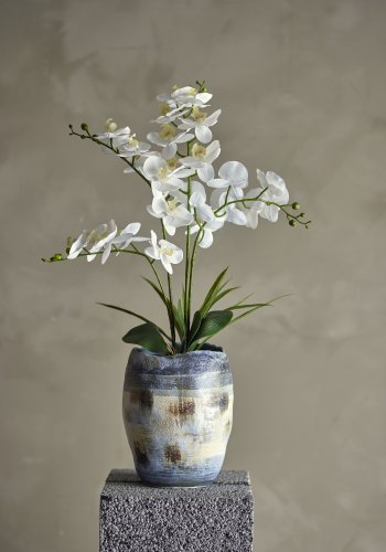 BLOOMINGVILLE kunstig orkideplante - hvit og grnn plast