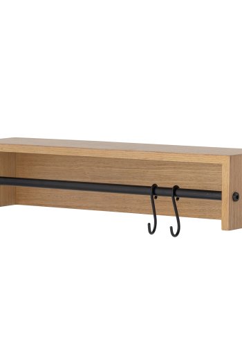 BLOOMINGVILLE Ryder vegghylle, m. 1 stang og 2 kroker - naturlig MDF