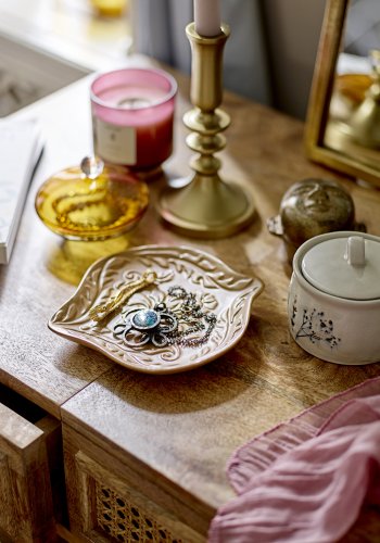 BLOOMINGVILLE Perth sminkebord, m. speil og 2 skuffer - naturlig mangetre (102x45)