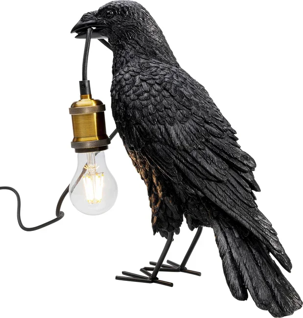 KARE DESIGN Animal Crow bordlampe - matt sort polyresin og kobber aluminium