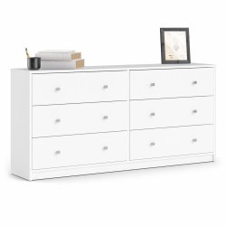 May dobbelt kommode, m. 6 skuffer - hvid folie og plastik