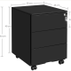 SONGMICS Mobiler Aktenschrank, abschlie�bar, mit 3 Schubladen und Rollen � Mattschwarzer Stahl