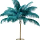 KARE DESIGN Feather Palm bordlampe - grn strudsefjer og messing stl