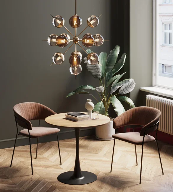 KARE DESIGN Schickeria spisebord, rund - laminat m. egetrslook og sort stl (80)