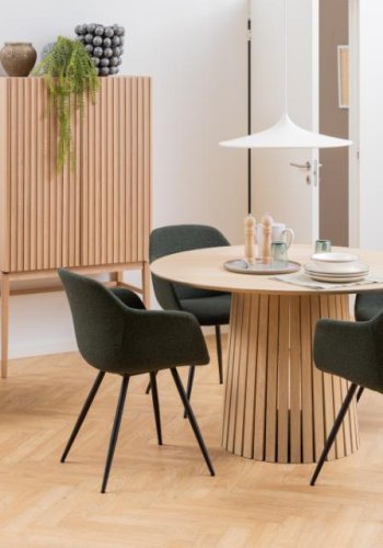 ACT NORDIC Christo matbord, runt - vitpigmenterad ekfaner med lamellbotten (120)