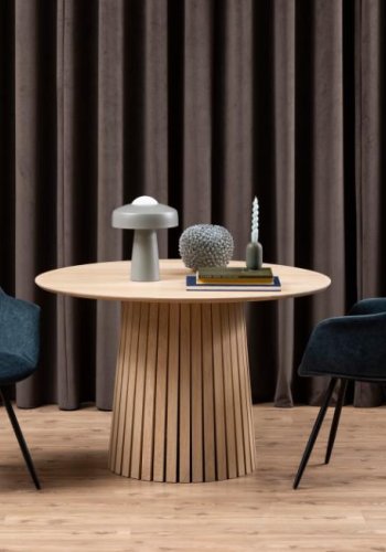 ACT NORDIC Christo matbord, runt - vitpigmenterad ekfaner med lamellbotten (120)