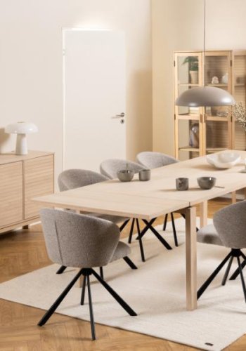 ACT NORDIC Linley sknk, m. 4 lger med lamel og 4 hylder - hvidpigmenteret egefinér og eg