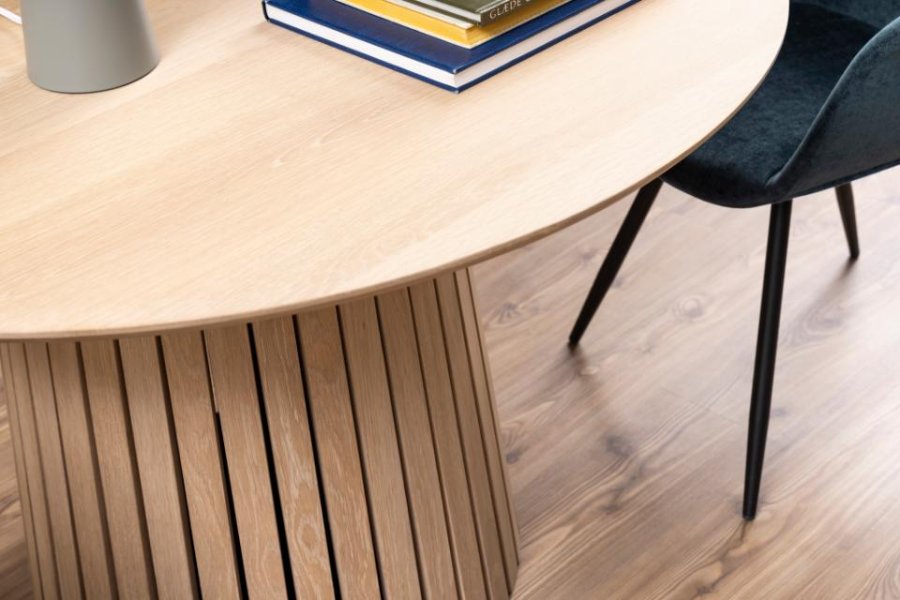 ACT NORDIC Christo matbord, runt - vitpigmenterad ekfaner med lamellbotten (120)