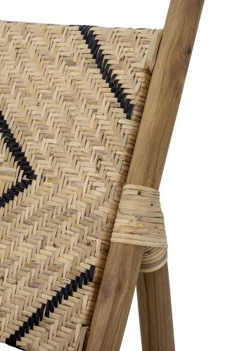 CREATIVE COLLECTION Lennox Loungesessel – natürliches/schwarzes Rattan und natürliches Teakholz
