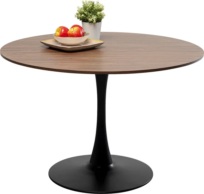 KARE DESIGN Schickeria spisebord, rund - valnddefarvet laminat og sort stl (110)