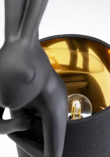 KARE DESIGN Animal Rabbit bordlampe - sort linnedhr og mat sort polyresin/stl (H:50cm)