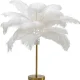 KARE DESIGN Feather Palm bordlampe - hvit strutsefjr og messingstl