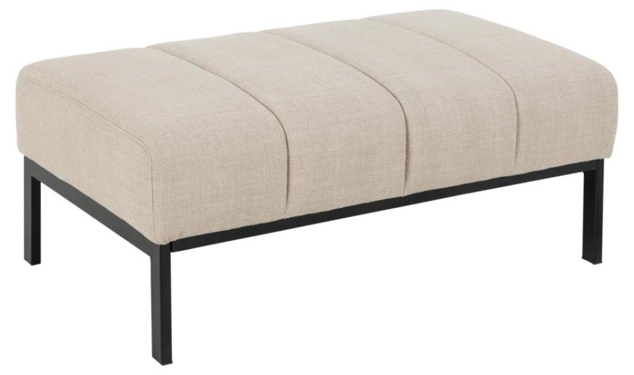ACT NORDIC Caix krakk, med vertikale smmer, rektangulrt - beige stoff og sort stl (100x61)