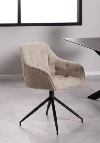 ACT NORDIC Brooke spisebordsstol, m armlener, svingfunksjon, sm - beige stoff og sort stl
