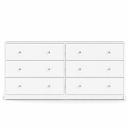 May dobbelt kommode, m. 6 skuffer - hvid folie og plastik