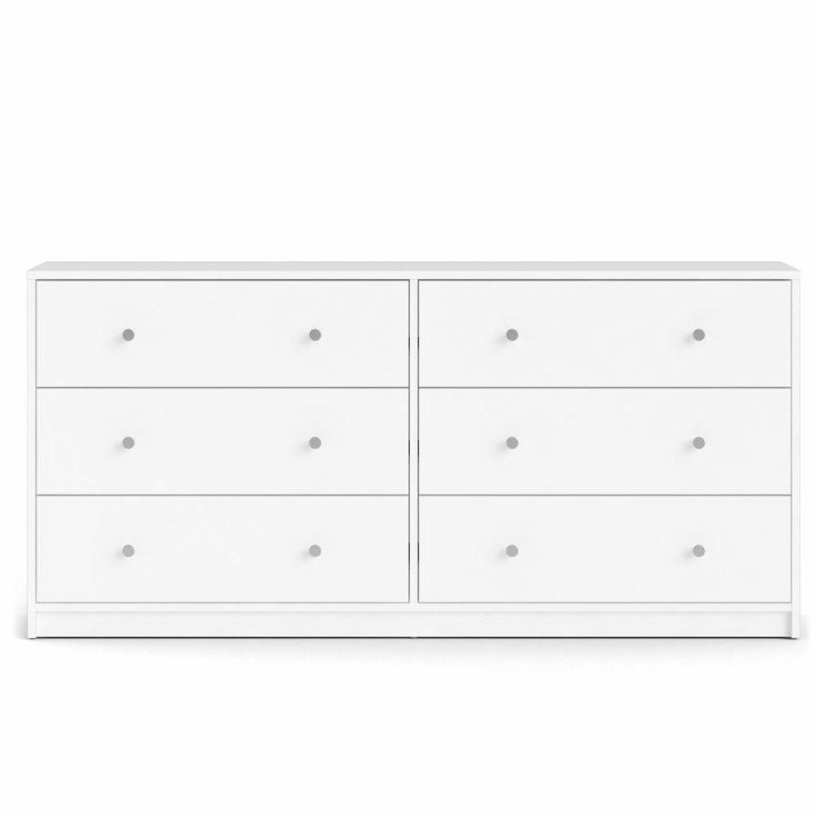 TVILUM May dobbelt kommode, m. 6 skuffer - hvid folie og plastik