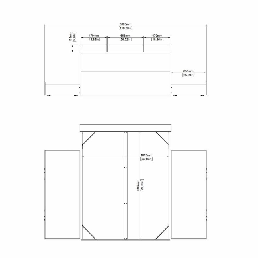 TVILUM Ikast Bett mit 2 Schubladen 160x200, Jackson Hickory / Weiß, 169,8 x 216 x 96,8 cm