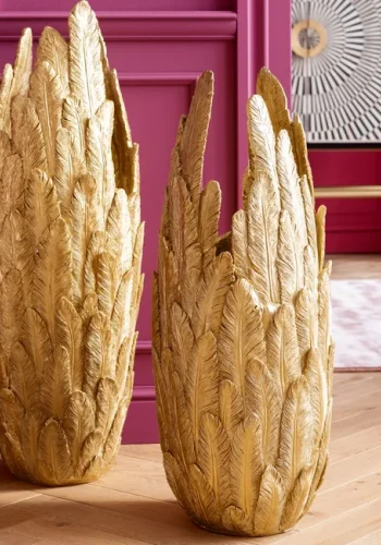 KARE DESIGN Feathers vase - guld polyresin (H:80cm)
