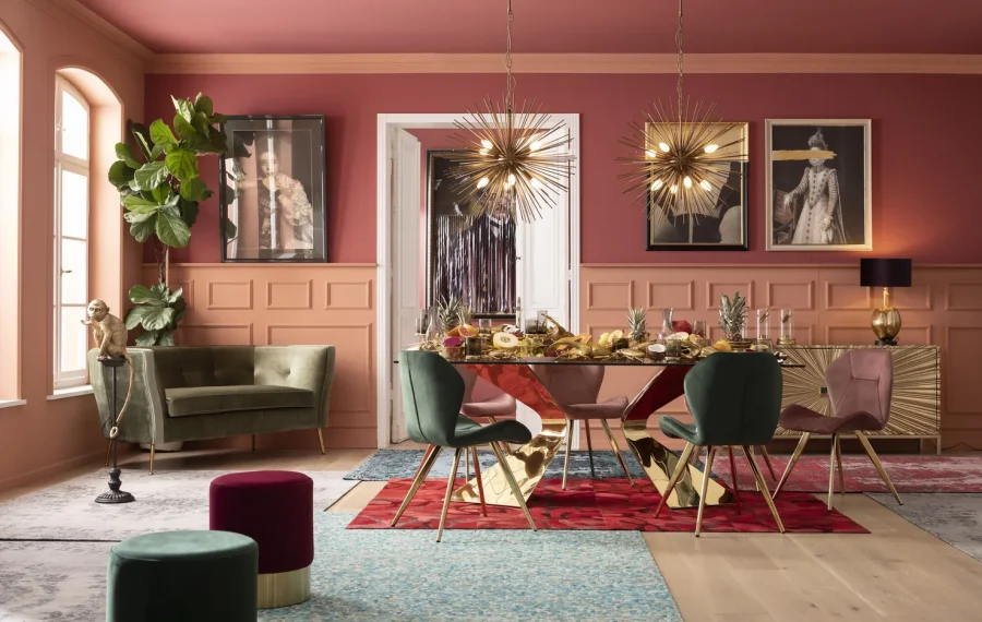 KARE DESIGN Gloria spisebord, rektangulrt - klart glass og gullstl (200x100)