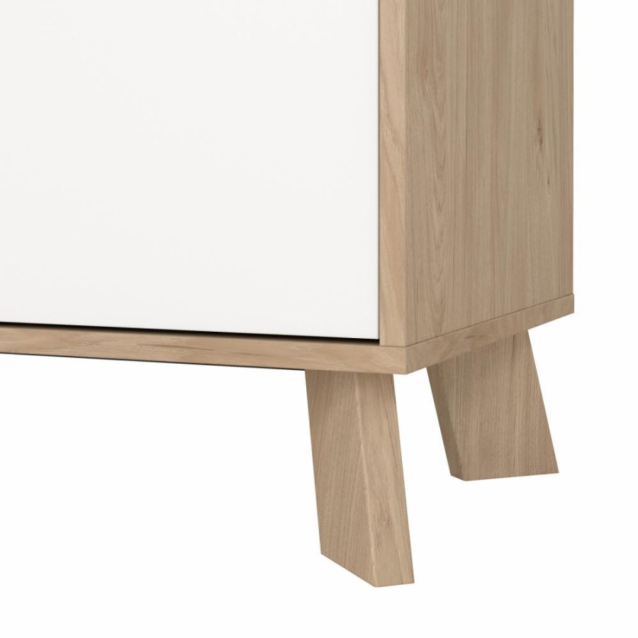 TVILUM Ikast Porzellanschrank 2 Türen, Jackson Hickory/Weiß, 88,7 x 39,8 x 188,2 cm