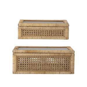 BLOOMINGVILLE Lally ske m/Lg, Natur, Rattan, st af 2, L32xH9xW17/L39xH15,5xW24 cm