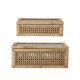 BLOOMINGVILLE Lally Box med lokk, Natural, Rattan, sett med 2, L32xH9xB17/L39xH15,5xB24 cm