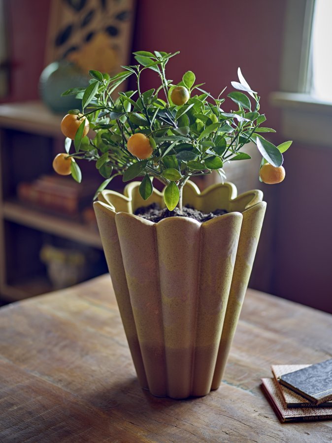 CREATIVE COLLECTION Penn Vase, Gelb, Steingut (T25,5xH29 cm)